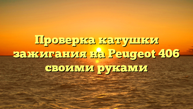 Проверка катушки зажигания на Peugeot 406 своими руками